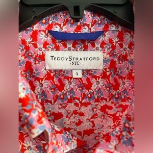 🔥TEDDY STRATFORD Gorgeous Floral Design 
Summer Casual Button Down Pink Blue🔥